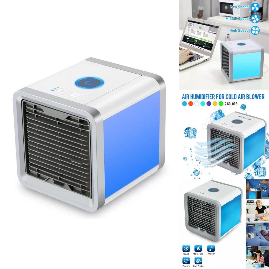 Mini Ventilador de Ar Pessoal de Mesa Portátil USB Umidificador Luz Noturna Mantenha-se Fresco em Qualquer Lugar!