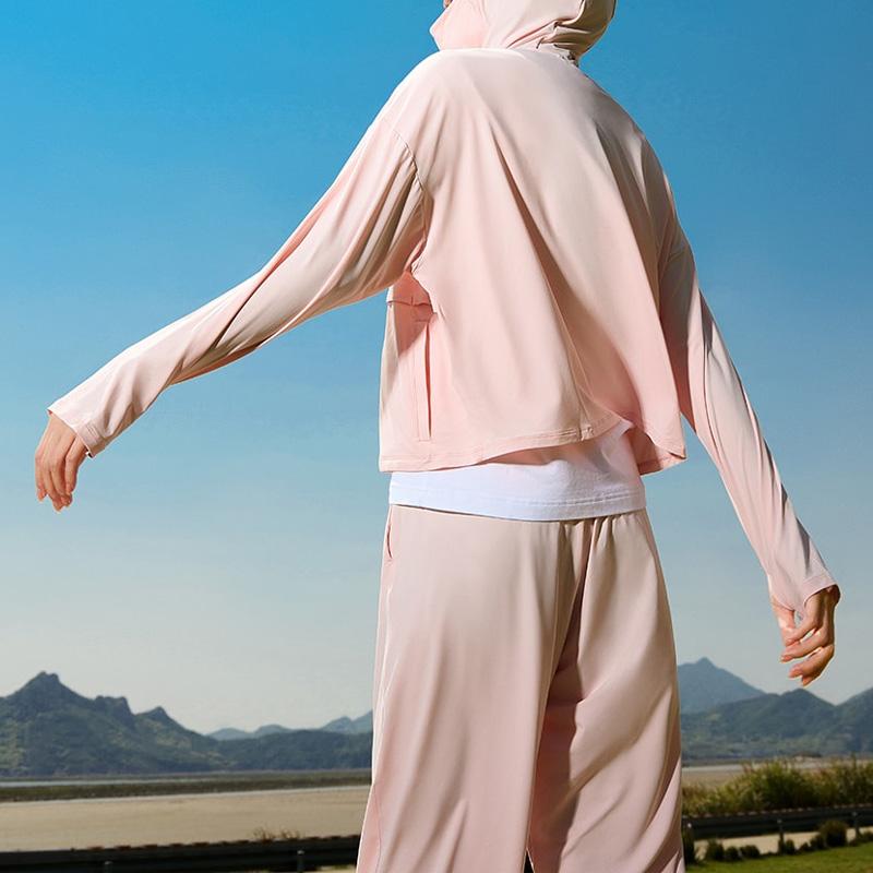 Adidas Solid Color Brand Logo Hooded Sun Protection Jacket Women Jackets Pink IT2489