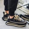 Men's shoes spring trendy brand advanced sense versatile big head sports running shoes casual thick sole inner height increase black dad shoes