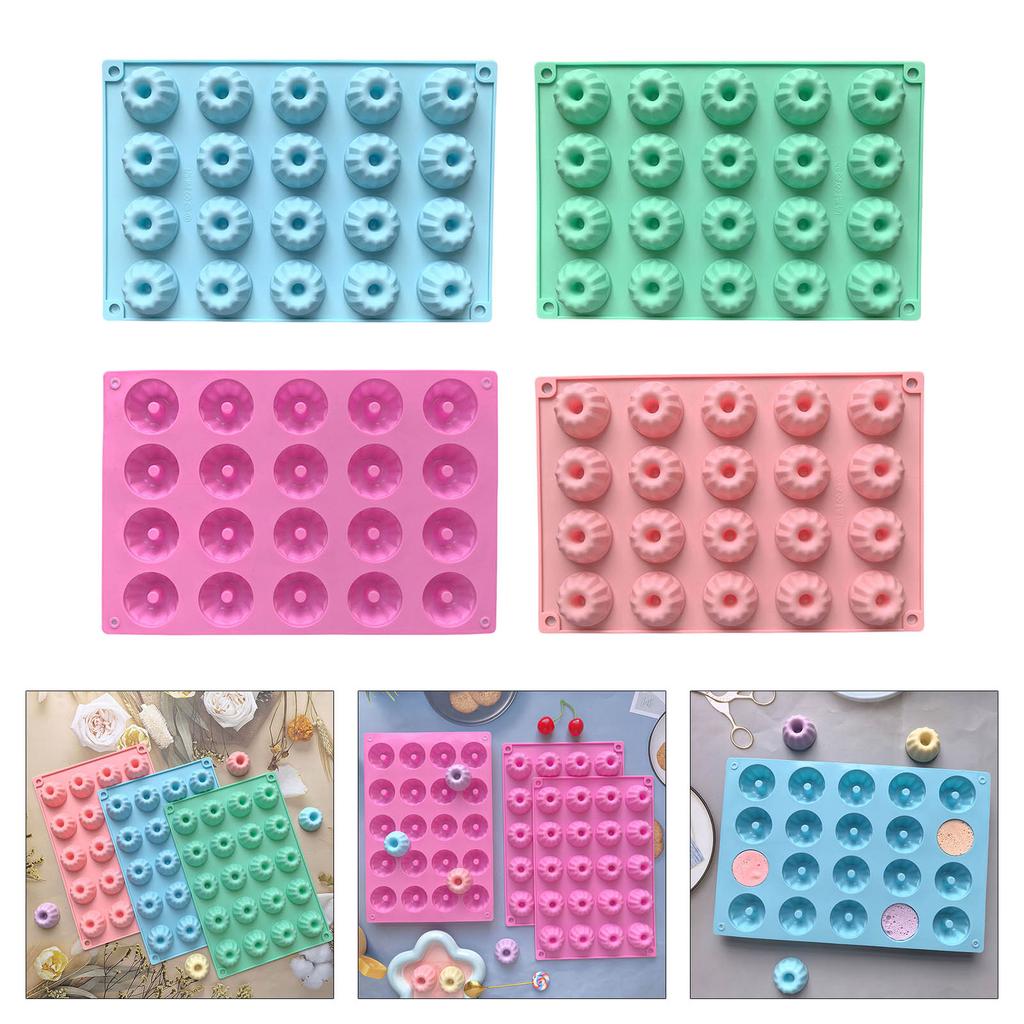 Functional 20 Slot Mini Silicone Bundt Cake Moulds Non Stick Baking Moulds For Cakes Muffins Brownies And Puddings