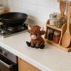 Mini Niedliche Hochlandrind Figur 3D Gedruckt Cartoon Sitzendes Rind Statue Sammler Tier Ornament für Zuhause Büro Schreibtisch Regal Dekor