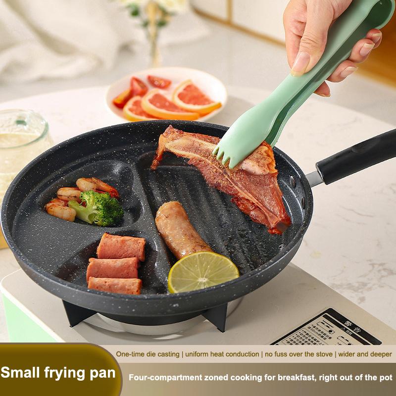 Egg Burger Frying Pan Nonstick Wooden Handle Multifunctional Kitchen Cookware for Pancake Burger Breakfast Universal Stove