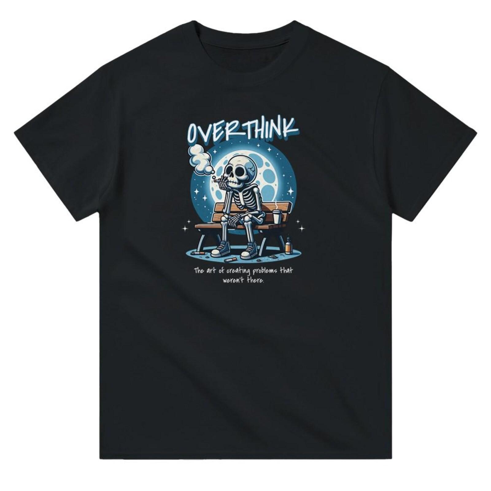 Overthink T-Shirt, Humorous Skeleton shirt, Witty Graphic Tee for Deep Thinkers S разноцветный