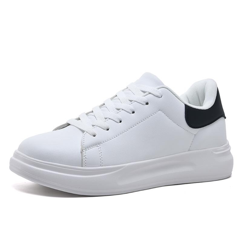 Unisex Plus Size White Leather Waterproof Shoes - Casual Spring/Autumn Sneakers for Teens