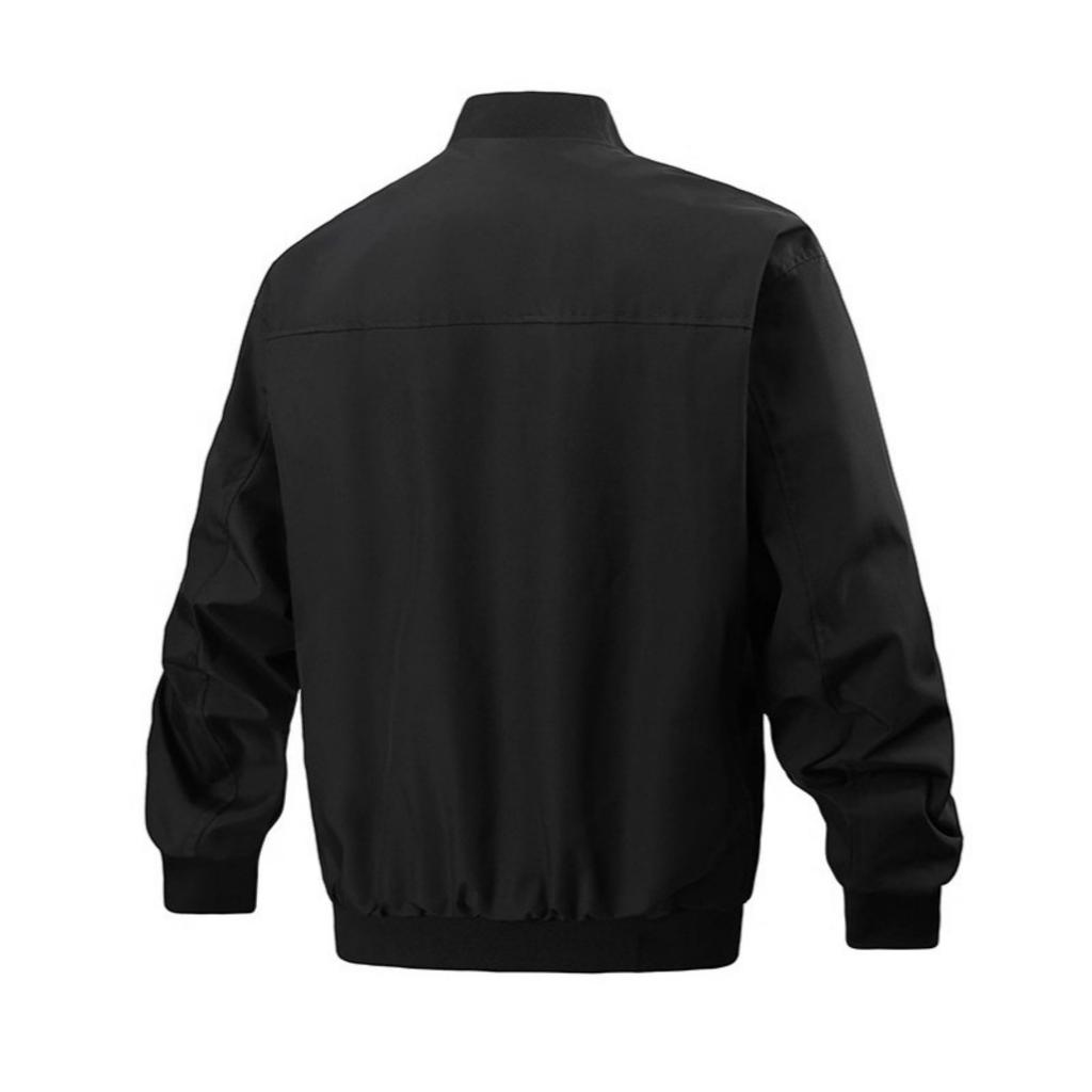 Men's Casual Solid-color American Stand-up Collar Flight Jacket, Unisex Loose Work Jacket Jacket