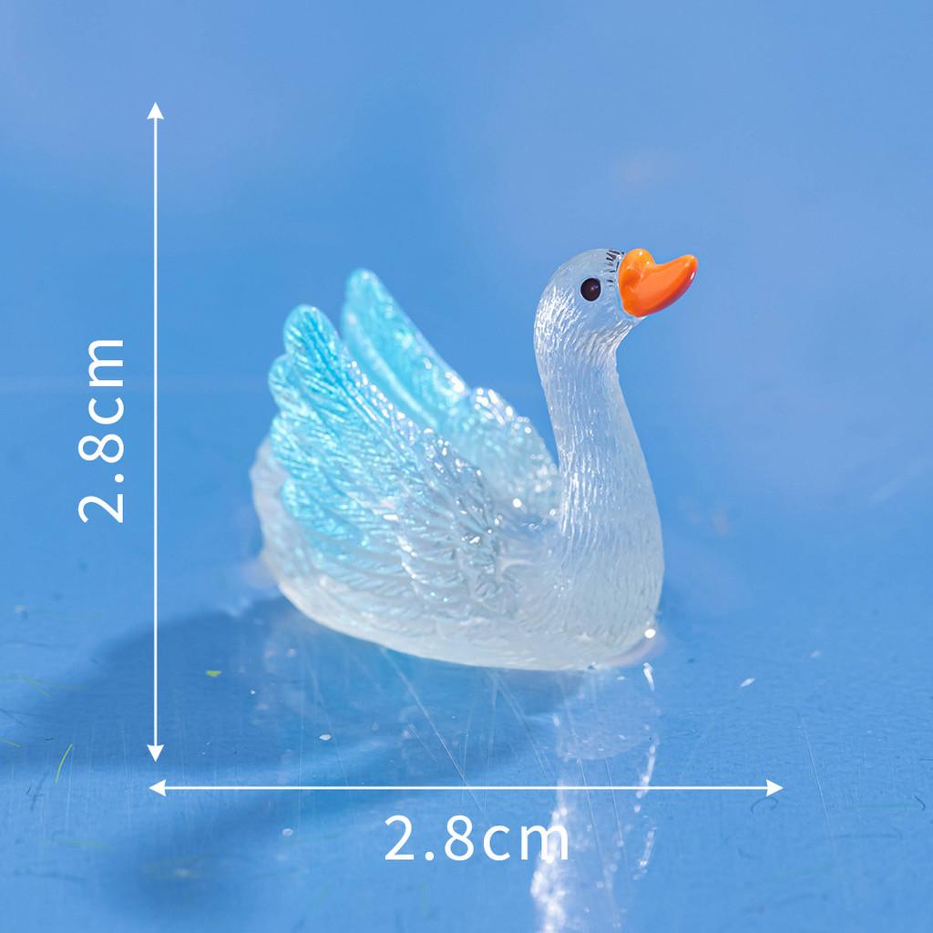 Colorful Luminous Swan Resin Ornament For Home Desk Decor And Crafting Diy