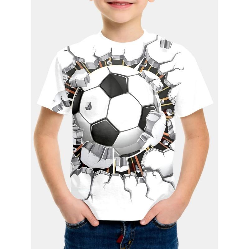 Cool Football T-Shirt Children's T-Shirt Boy Outdoor Baby Summer Clothes Short Sleeve 3D Soccer Print Clothes for Girls T-Shirt