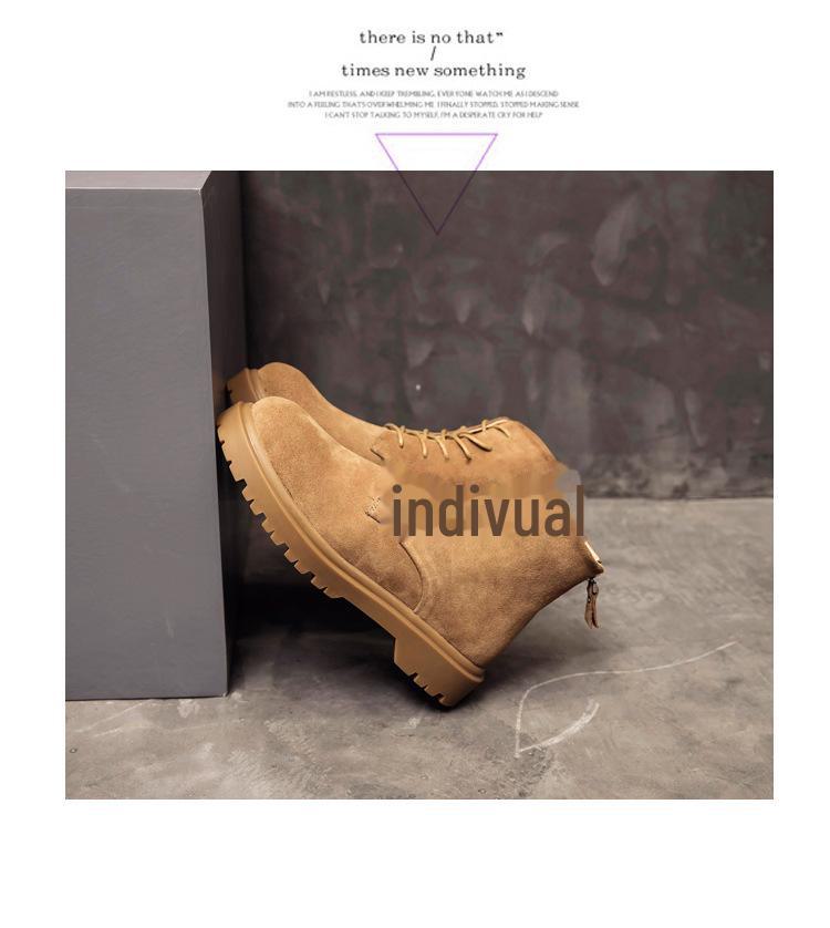 2024 High-Top British Martin Boots: Men’s Retro Cow Suede with Inner Height Increase and Thick Sole