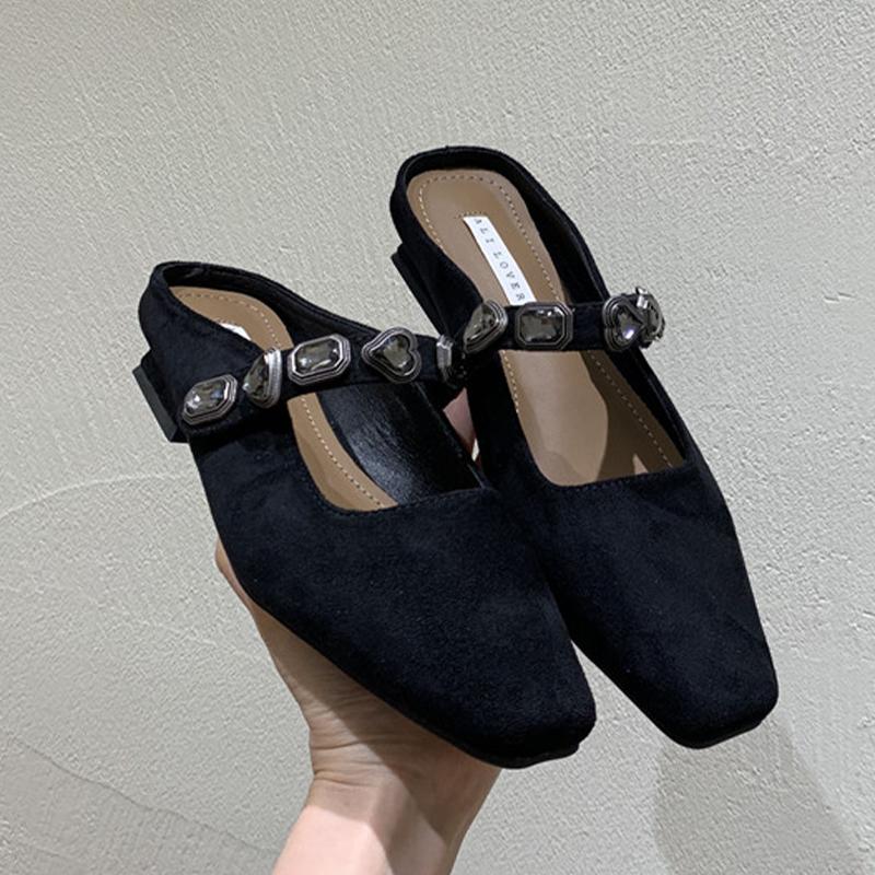 Fashion Fashion Women Slippers Slingback Square Toe Mules Shoes Dress Designer Woman Heeled Sandals 2025 Summer Party Sandalias De Mujer