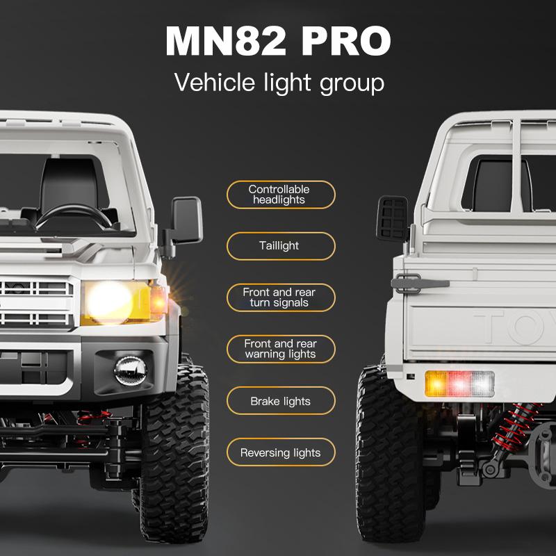 Reîncărcabil 1:12 Mașinuță RC la Scară Mare MN82 Faruri Controlabile Îmbunătățite Mașină Off-Road cu Tracțiune Integrală 2.4G Camionetă Jucărie pentru Cadouri Copii