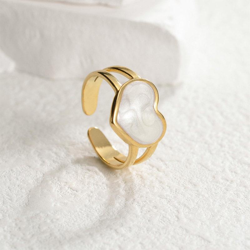Fashion Cute Shell Irregular Rings For Women Girls Elegant Temperamental Gold Color Zircon Open Adjustable Ring Jewelry