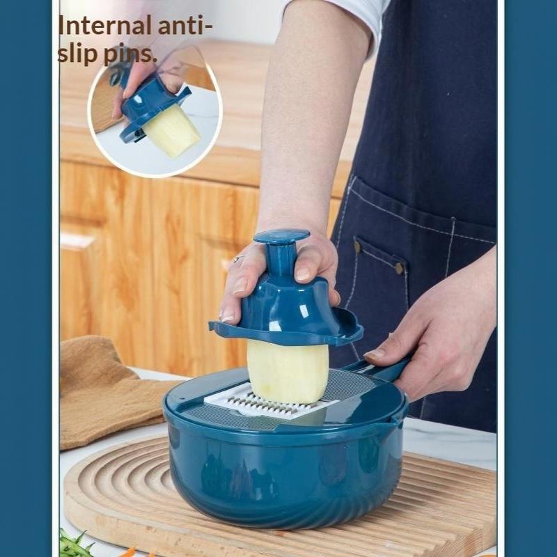 Manual Vegetable Cutter Slicer Grater with Drain Basket Detachable Blade Sharp Blade for Efficient Fruit Veggie Cutting