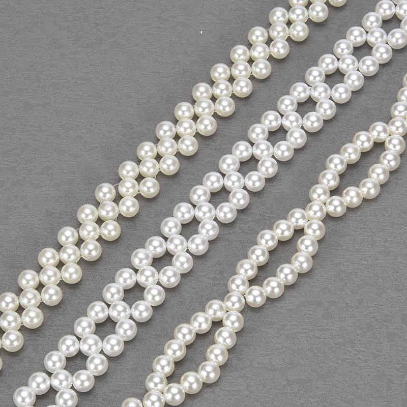 Pearl Waist Chain Women'S Dress Shirt Women'S Ribbon Fringed Trim Belt