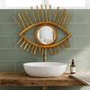Handcrafted Eye Shape Rattan Wall Mirror | Boho Wall Mirror | Wooden Frame Wall Hanging for Living Room, Bedroom, Entryway 42 x 3 x 40 cm