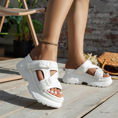 Mode Schnalle Keilsandalen Damen Outdoor Lässig Klobige Plateau Pantoletten Frau Rutschfest Dicke Sohle Sandalias Mujer