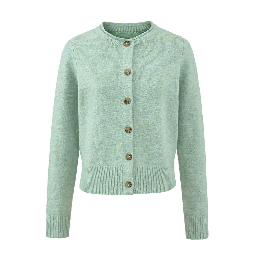 FS636-26 New European & American Style Round Neck Single-Breasted Long Sleeve Knit Cardigan Sweater for Women