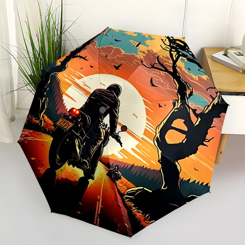 1PC Motorcycle Sunset Automatic Opening And Closing, Sturdy Iron Frame, Portable Folding Design, Suitable For Men And Women In All Seasons01