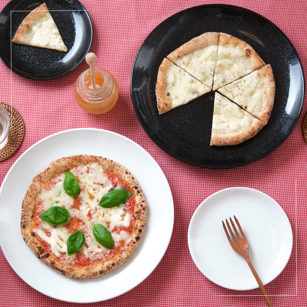 Official YAMATSU STANDARD 28cm Dinner Plate, Large, Main Dish, Dishwasher and Microwave Safe, Ceramic, Lightweight, Black, OC1 3308