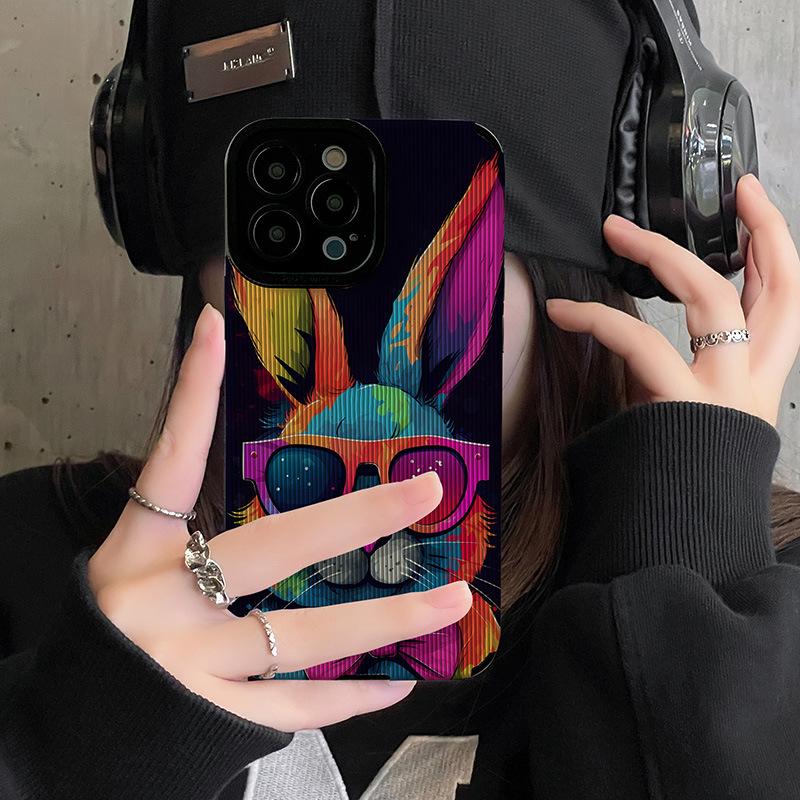 Applicable to Apple 15 color graffiti cartoon rabbit iphone13promax mobile phone case 12 all-inclusive personality 14 tide