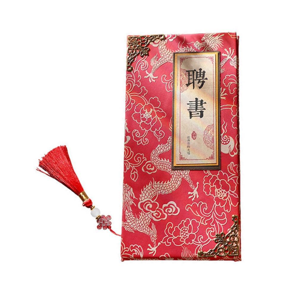 Chinese Style Wedding Book Foldable Traditional Marriage Letter Handwritten Retro Engagement Book Chinese Wedding