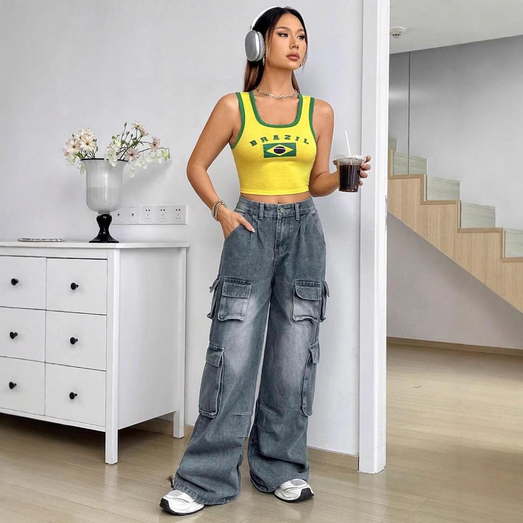 INS Summer Slimming Women's Letter Print Top: European & American Style