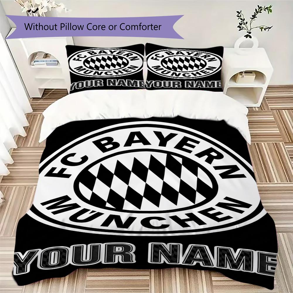 Custom Name Bayern Munich Pattern Bedding uilt Set uilt Cover Pillowcase Home Decoration Birthday Gift (1*duvet cover+2*pillowcase without core)