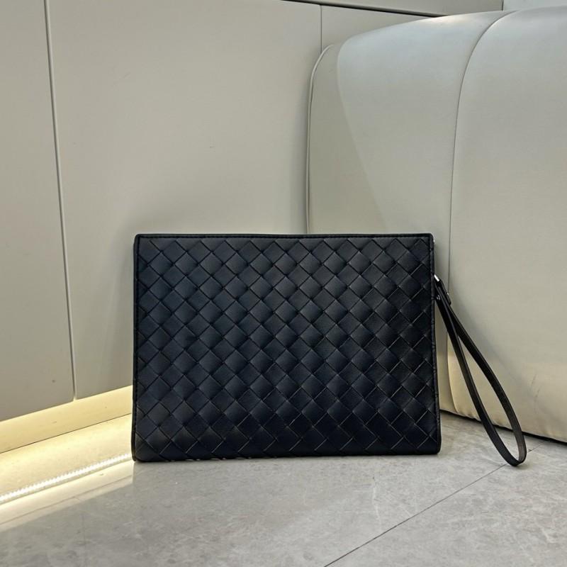 Genuine Leather Woven Card Holder Wallet Men Women Compact Business Commuter Clutch Bag In Black Coffee Grey Green