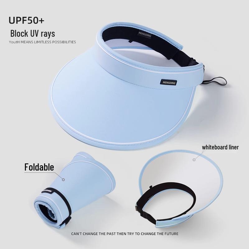 Damski kapelusz przeciwsłoneczny z otwartą górą i ochroną UV, szerokie rondo, składany na lato i dla dzieci