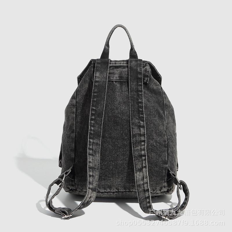 Large-capacity Double-shoulder Backpack, Washable Denim, Retro Niche Design Women's Bag