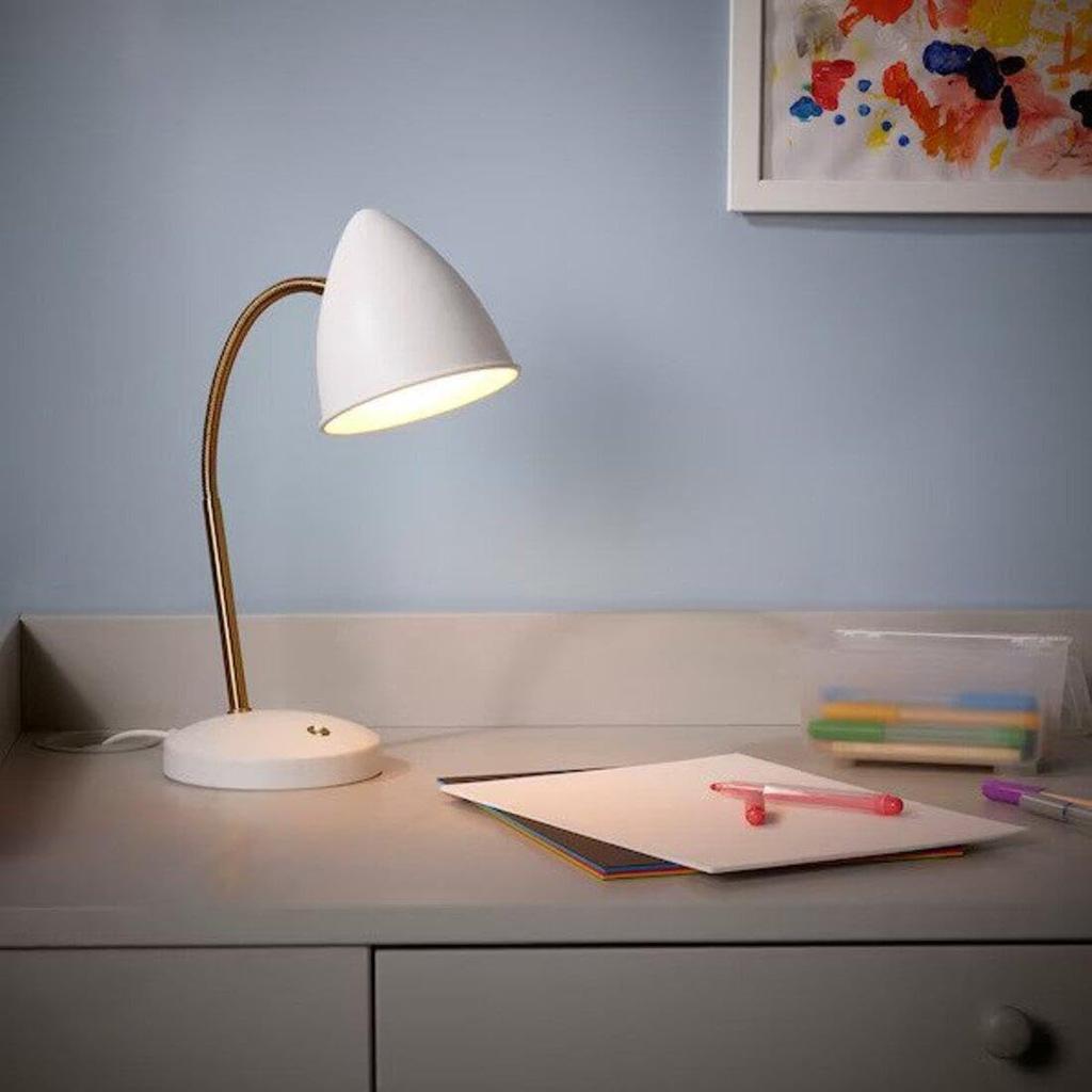 IKEA ISNALEN LED Work Lamp, 37 cm, White/Brass (605.143.70)