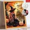 Halloween witch castle pumpkin pearl painting art full pearl handmade diy home decorations
