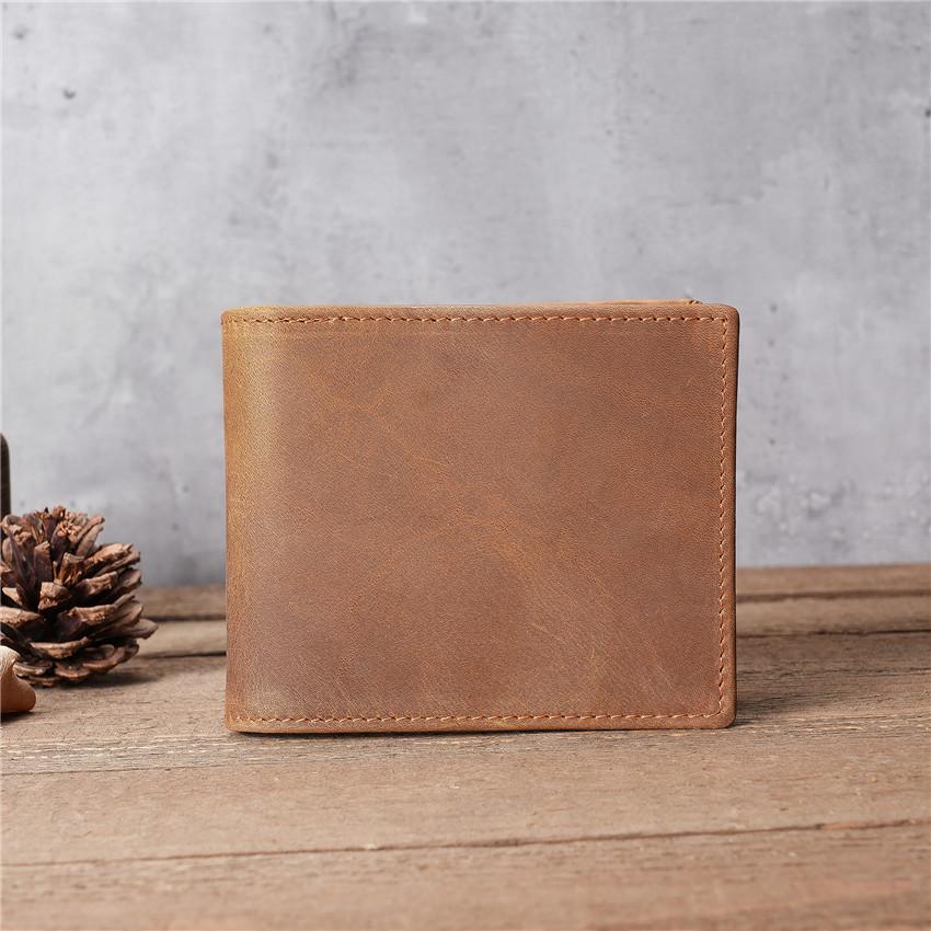 Genuine Leather Men's Wallet Retro Short Style Multi Card Slots Classic European Fashion Male Bifold Wallet For Daily Use