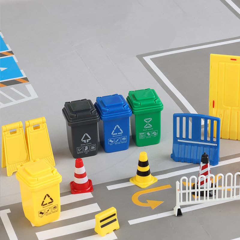 1/12 Mini Trash Can Toys, 5Pcs Miniature Garbage Cans with Opened Lids Small Trash Bin Model for Kids Dollhouse Accessory