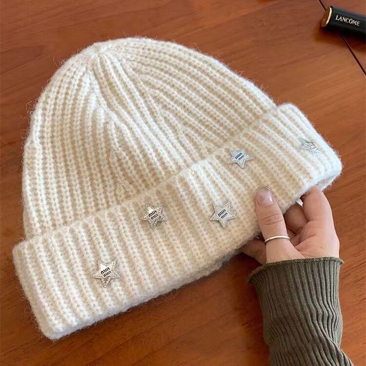 Face showing Small Bag Head Hat Autumn and Winter Warm Windproof Ear Protection Wool Hat Big Head Circumference Cold Hat