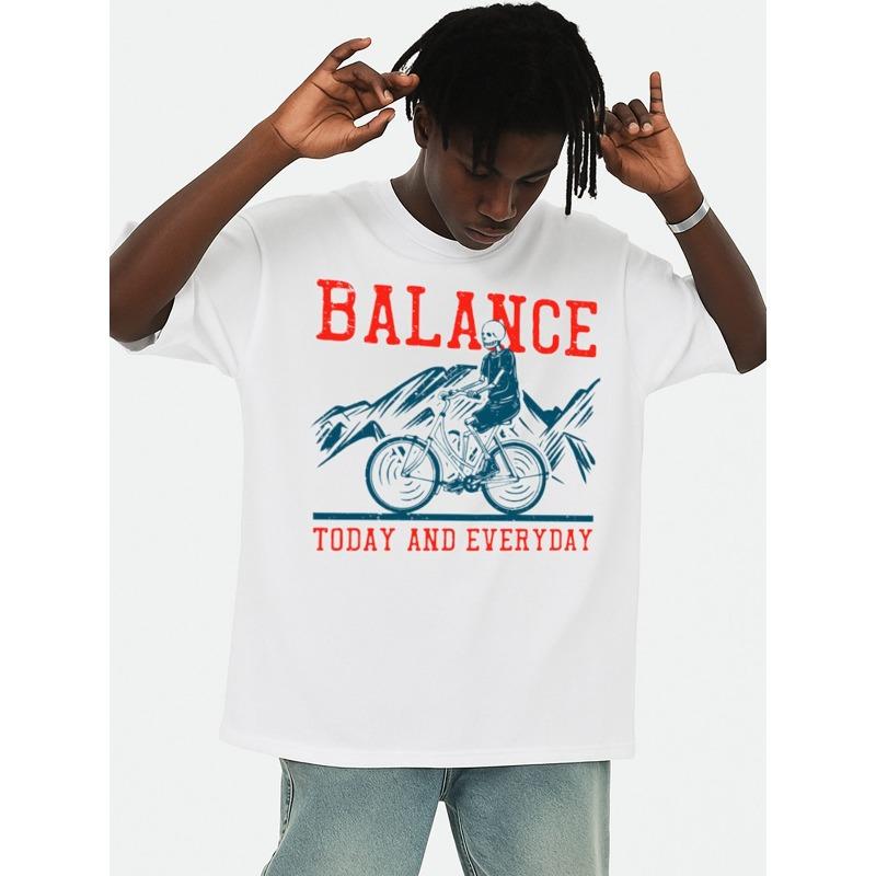 

European sizes Men S Vintage Car Graphic T-Shirt - Balance Today Retro Racing Design with Red & Blue Lettering 4XL білий