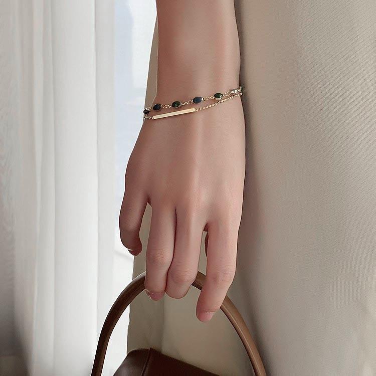 Браслет из имитированного нефрита с золотыми ветвями и нефритовыми листьями F