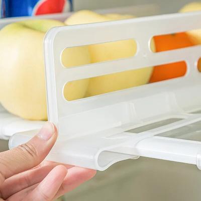 2pcs Refrigerator Space Dispenser Household Refrigerator Divider Clip Adjustable Telescopic Divider Universal Style