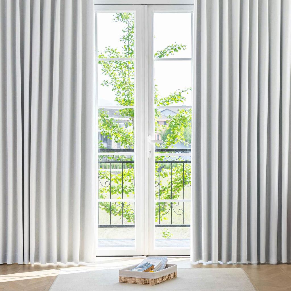 AIFY Complete Light Easy Heat Energy Warmth Solid UV Set of Width 100 x Length Light Gray Curtains, Blackout, 100% Blocking, Lightweight,