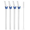 4Pcs Butterfly Straw Pretty Reusable Glass Tube Dishwasher Safety Durable Straws For Smoothie Cocktail Juice Smoothie Drinks