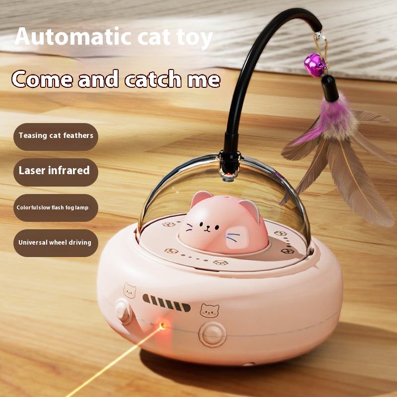 Eco-Friendly Electric Feather Self-Hi Box Smart Plastic Intelligent Cat Laser Running Toy Interactive Pet Movement Smart Toy