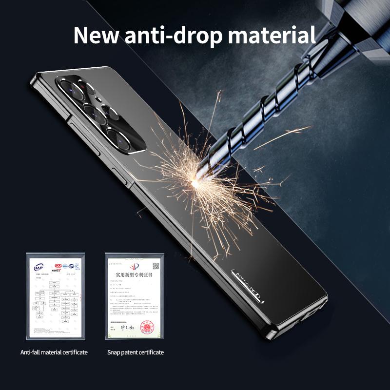 For Samsung Galaxy S22 S23 S24 S25 Ultra Plus Case Frosted Magnetic Metal Material S24Ultra S25Ultra Protective Ultra-thin Cover