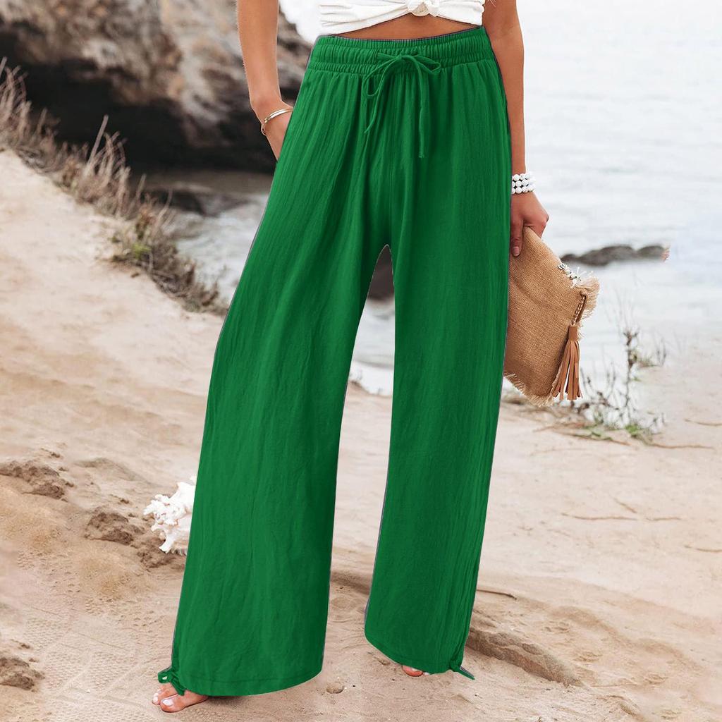 2023 Elastic Solid Color Wide-Leg Casual Long Pants - Hot Style for Europe and America