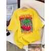 T-shirt with Hand Picked Cherry Print for Women T-shirts with Round Neck Loose Summer Clothing Short Sleeve Multicolor