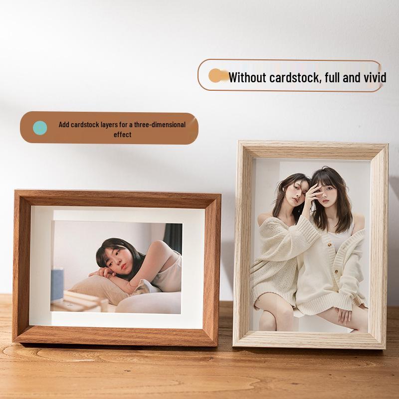 Hollow Wooden Photo Frame - 6x8, 10x12, A4 Sizes - Nordic Style Table Stand & Wall Hanging