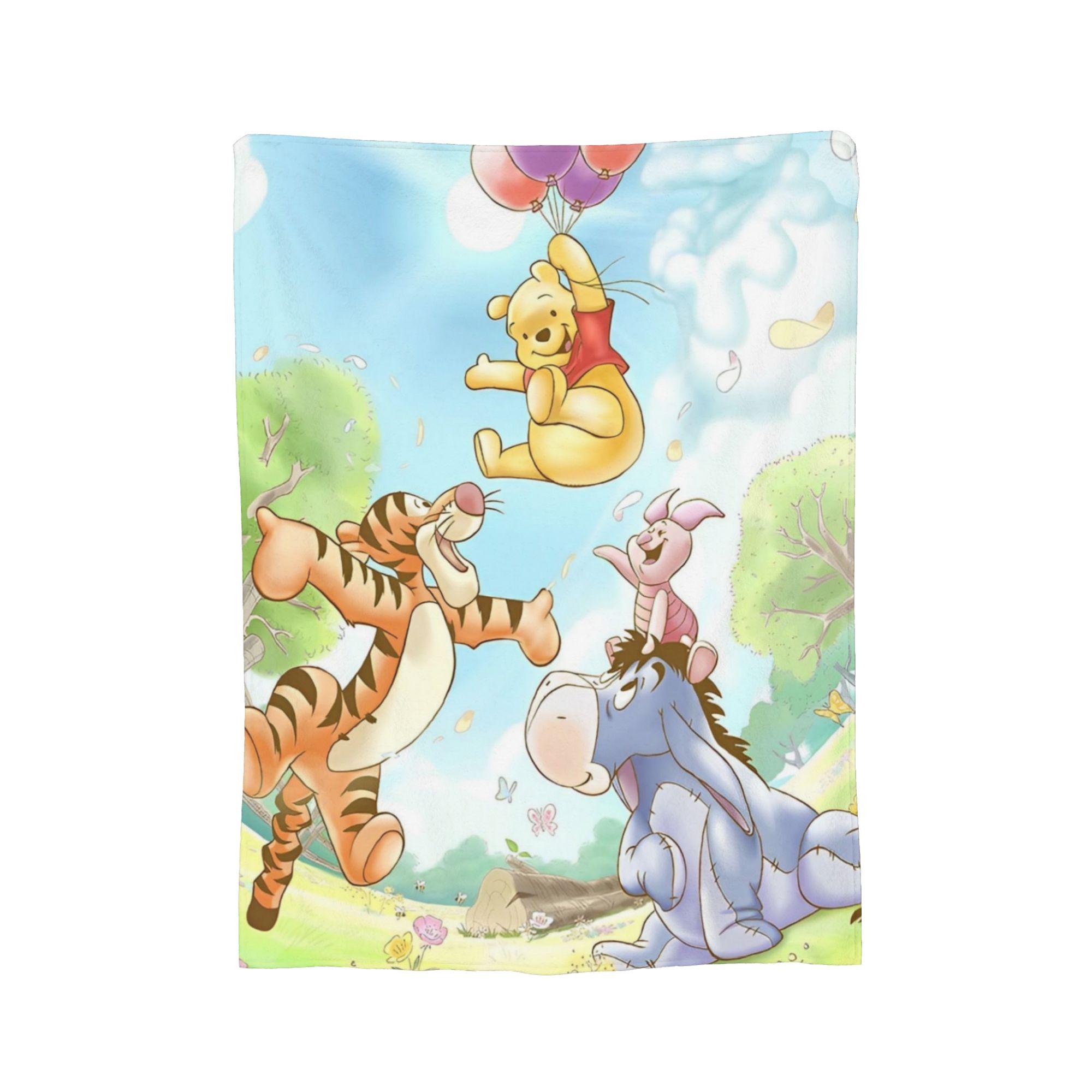 

Winnie the Pooh Cartoon blankets Coral Fleece Plush Air Conditioning Portable Throw blanket for Bedding Car Plush Thin Quilt 75x90cm