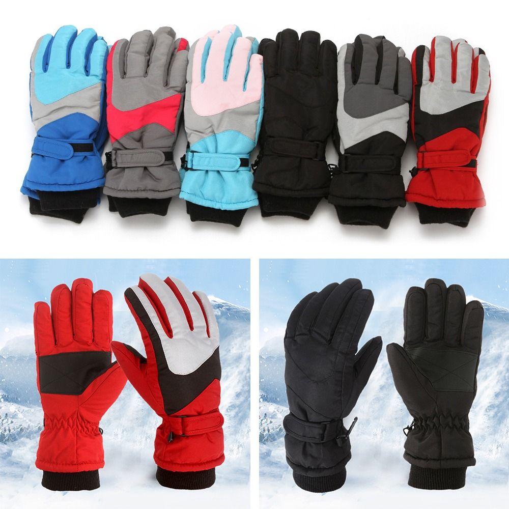 Non-slip Windproof Long-sleeved Mittens Children Ski Gloves Thick Warm Sports Riding Gloves