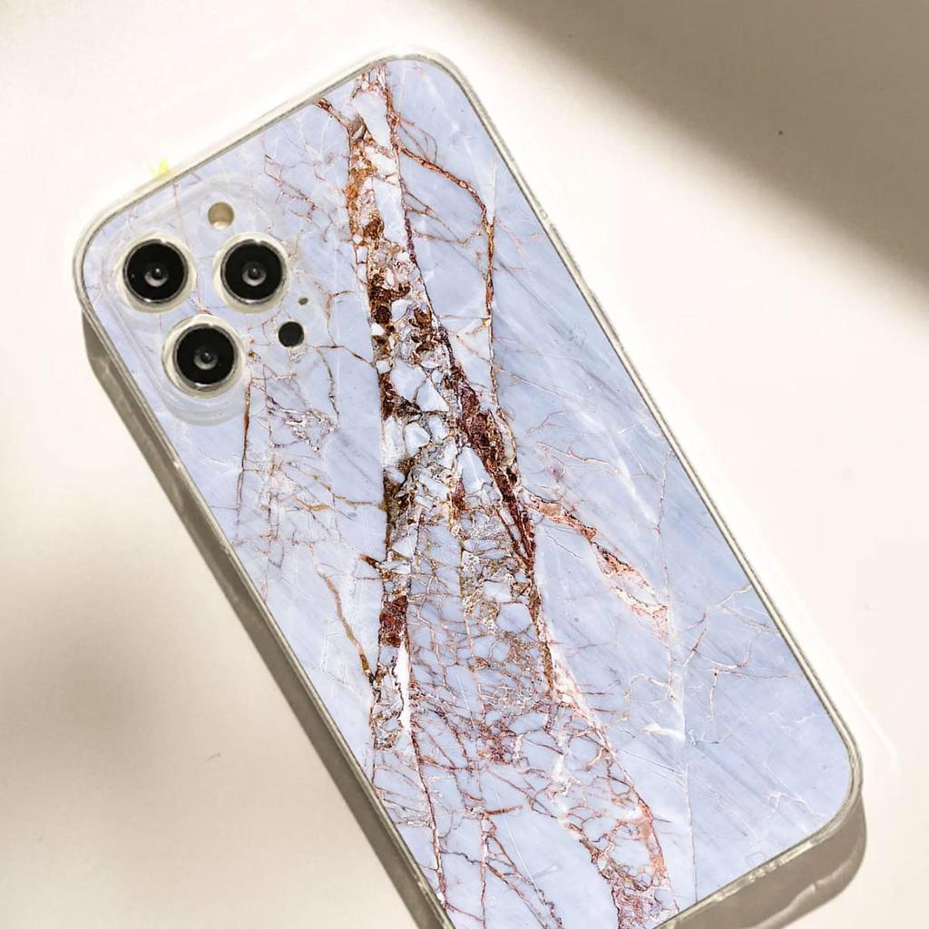 White Marble Anti-Fall Transparent Case for iPhone 14-17 Pro Max Series
