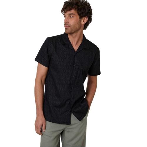 Threadbare Mens Geometric Pattern Short-Sleeved Shirt