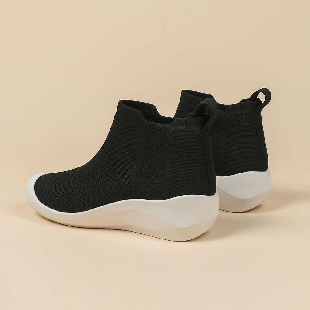 Bottines Chelsea Tricotées Ultra Légères Printemps pour Femmes Été Décontractées à Semelle Épaisse Tricotées Élastiques Chaussures de Sport 35-40