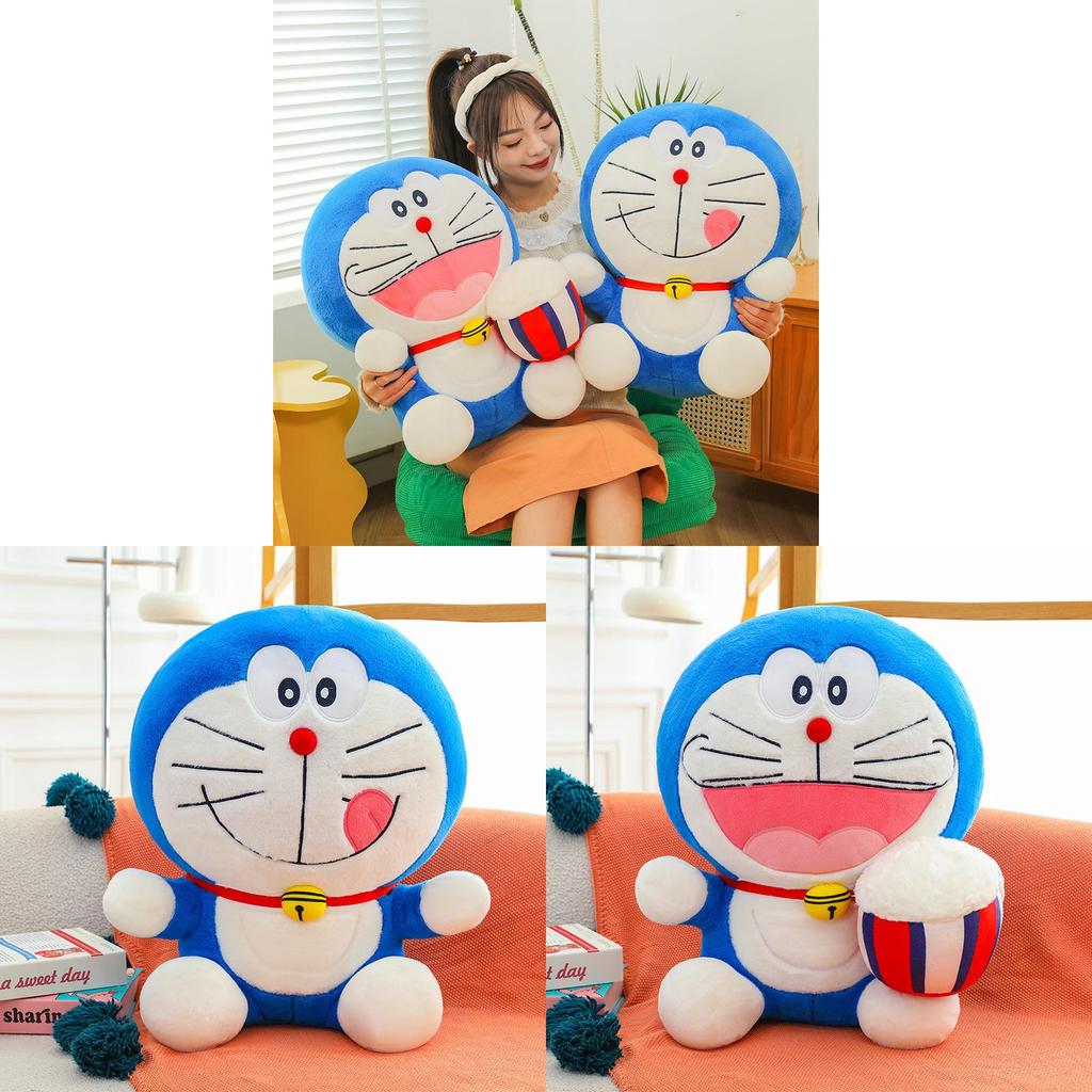 Adorable And Soft Doraemon Plush Toy Blue Fat Cat Doll In Popcorn Style For Kids